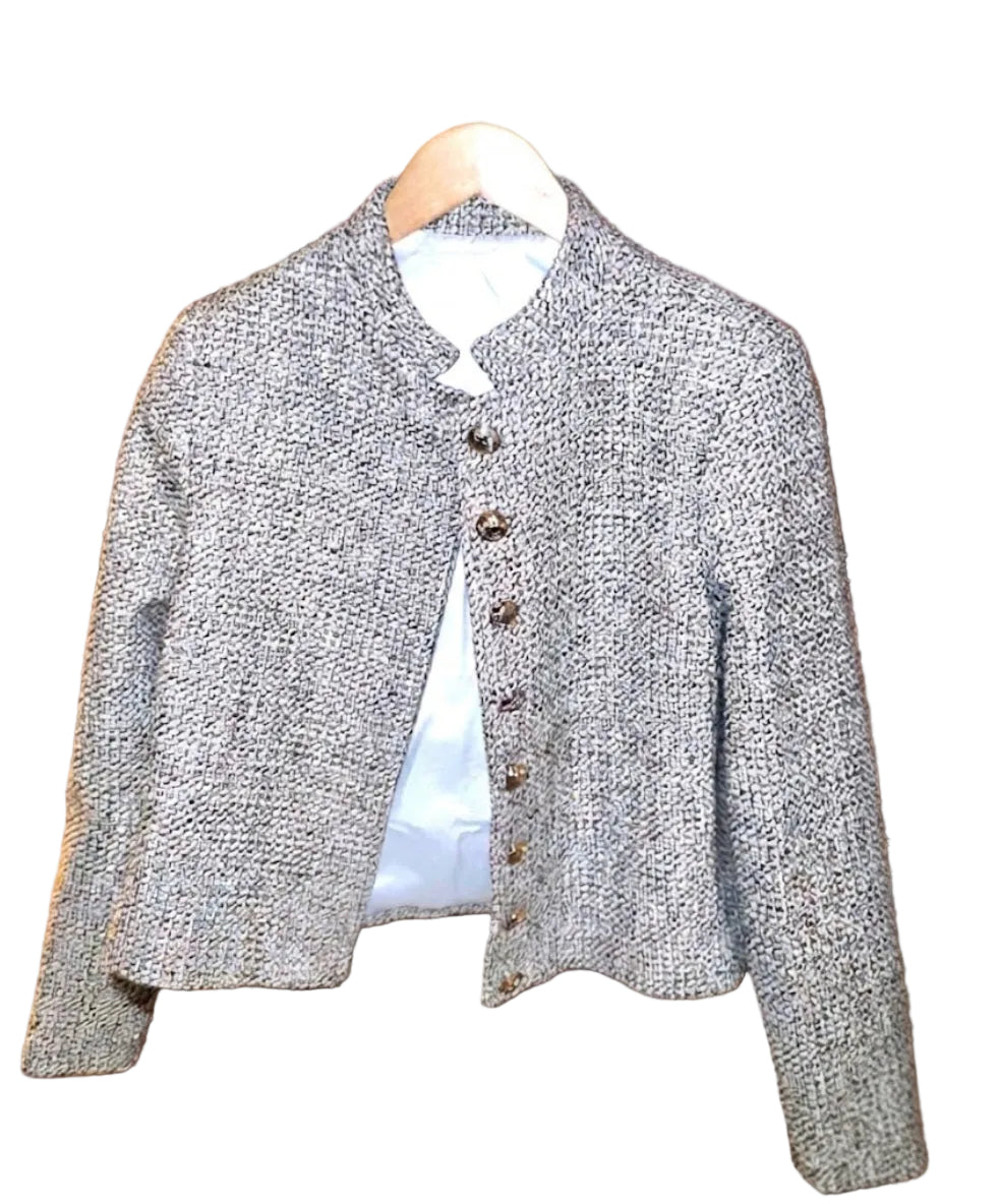 Tweed-inspirerad jacka med guldknappar